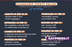 Su Gay Center e Gay Help Line con UNAR convegni contro omofobia e razzismo dal 22 al 27 marzo 2021
